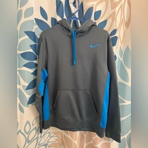 LOWEST PRICE!! Gently used Nike Men’s M Thermafit gray and blue Hoodie